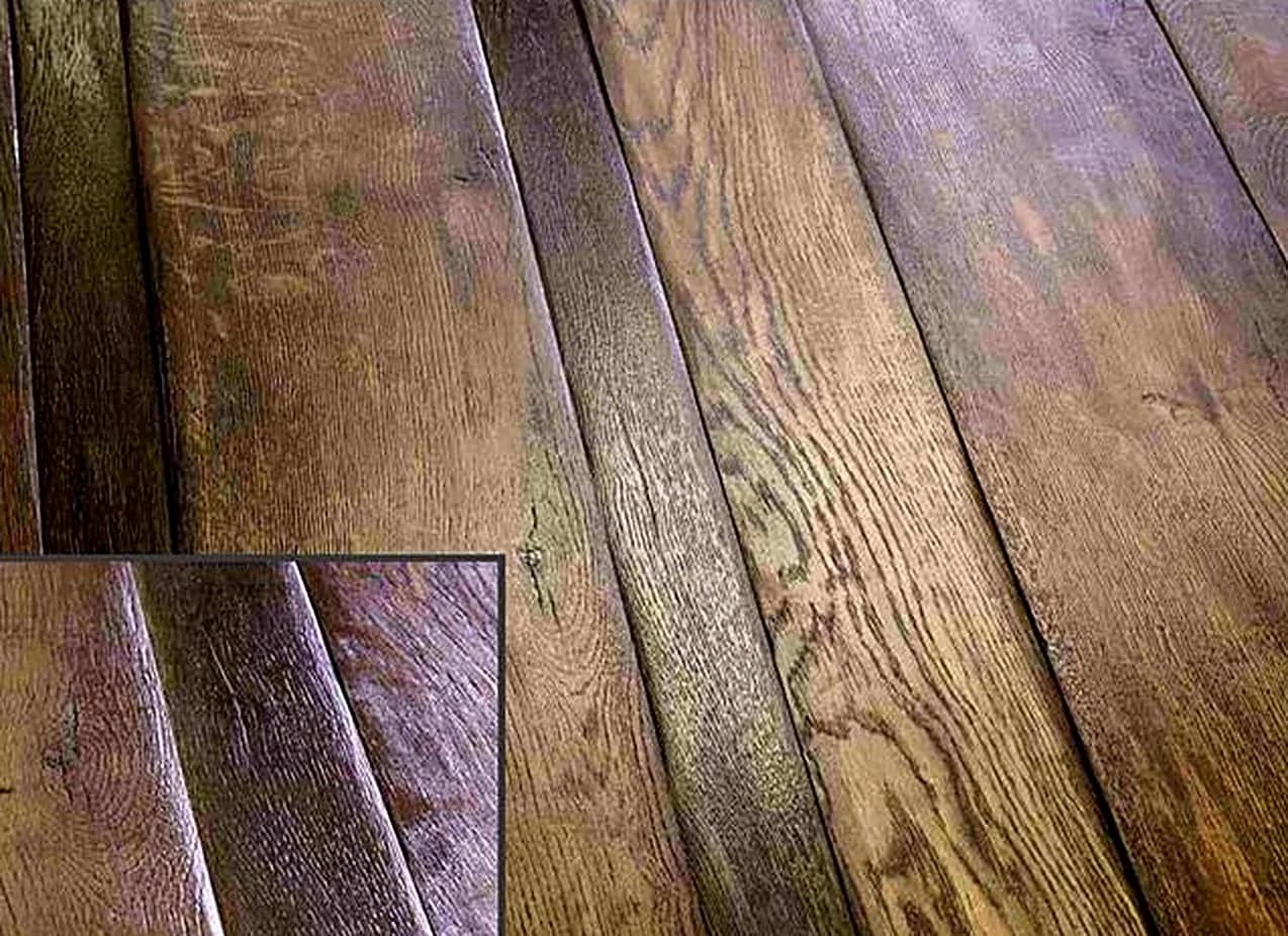Palazzo Antico antique oak wide plank flooring with original aged patina