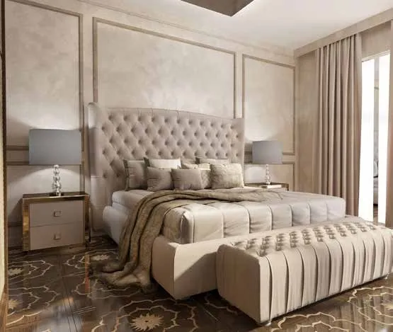 Cappelli Trading - Donati Legnami luxury bedroom with decorative wood inlay flooring detail