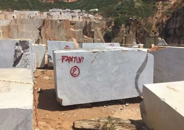 Raw block marked Fantini and numbered at the quarry