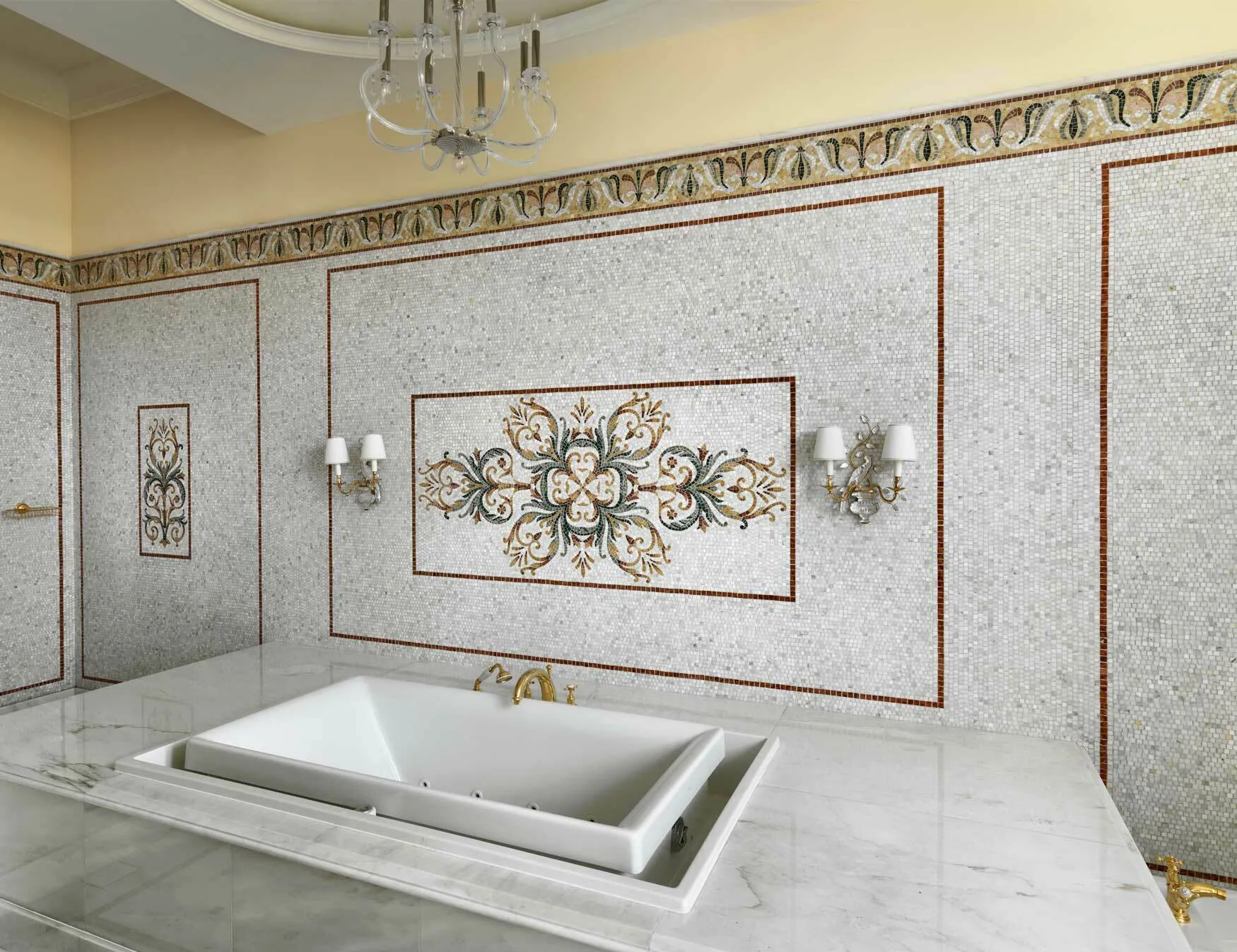 Detail of artistic mosaic in the Colombo residence