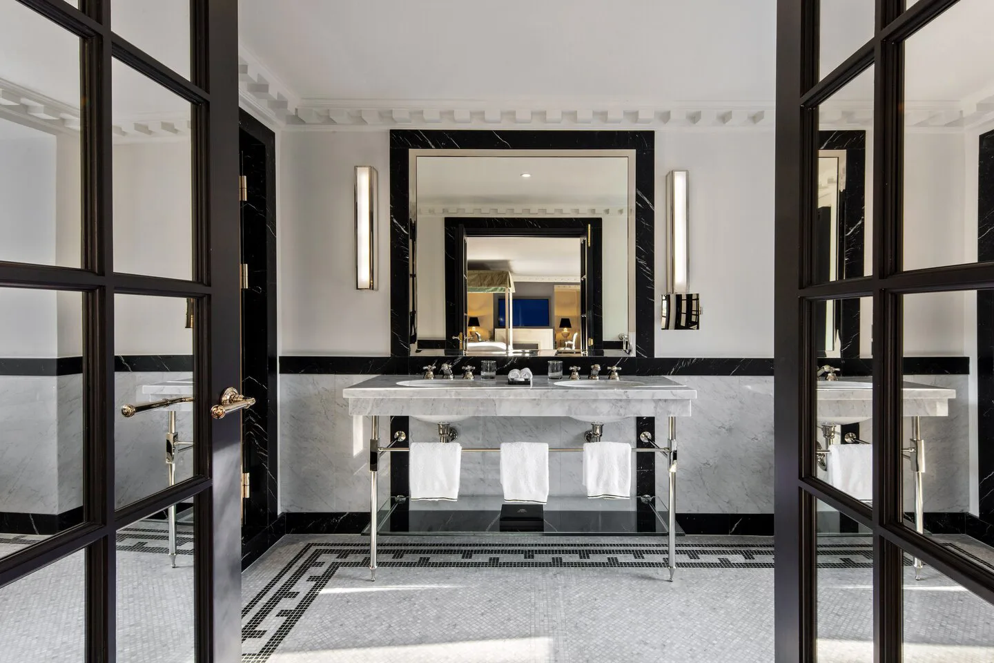 Corridor at the Hotel de Berry with patterned stone floor