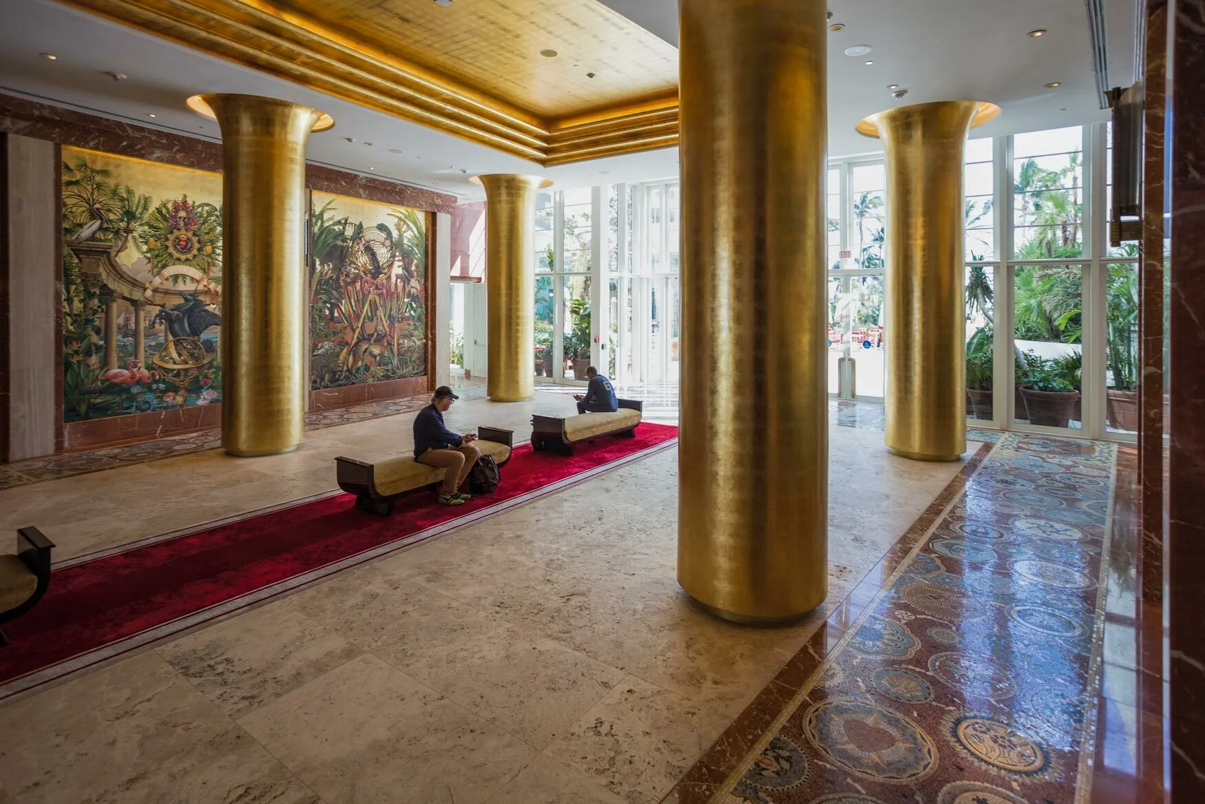 Coloured marble mosaic panel at Hotel Faena