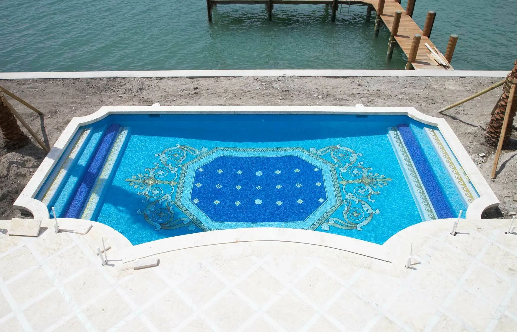 Detail of the patterned mosaic lining the Indian Creek pool