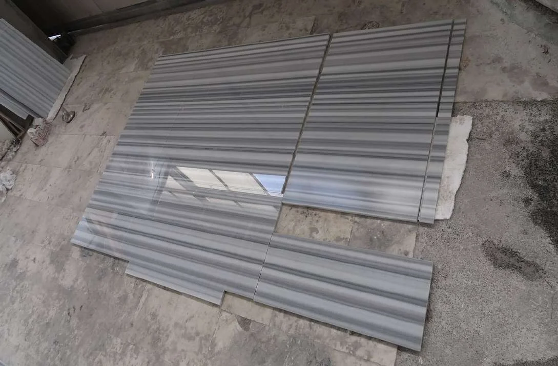Striato Olimpico panels dry-laid for inspection