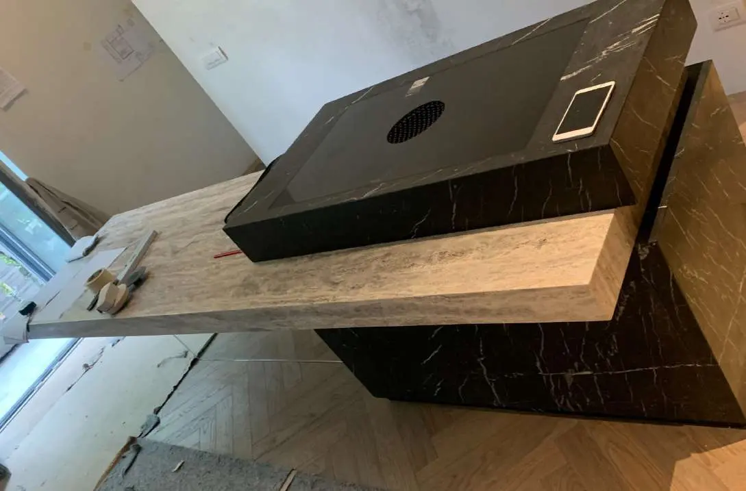 Dark marble top detail on a base unit