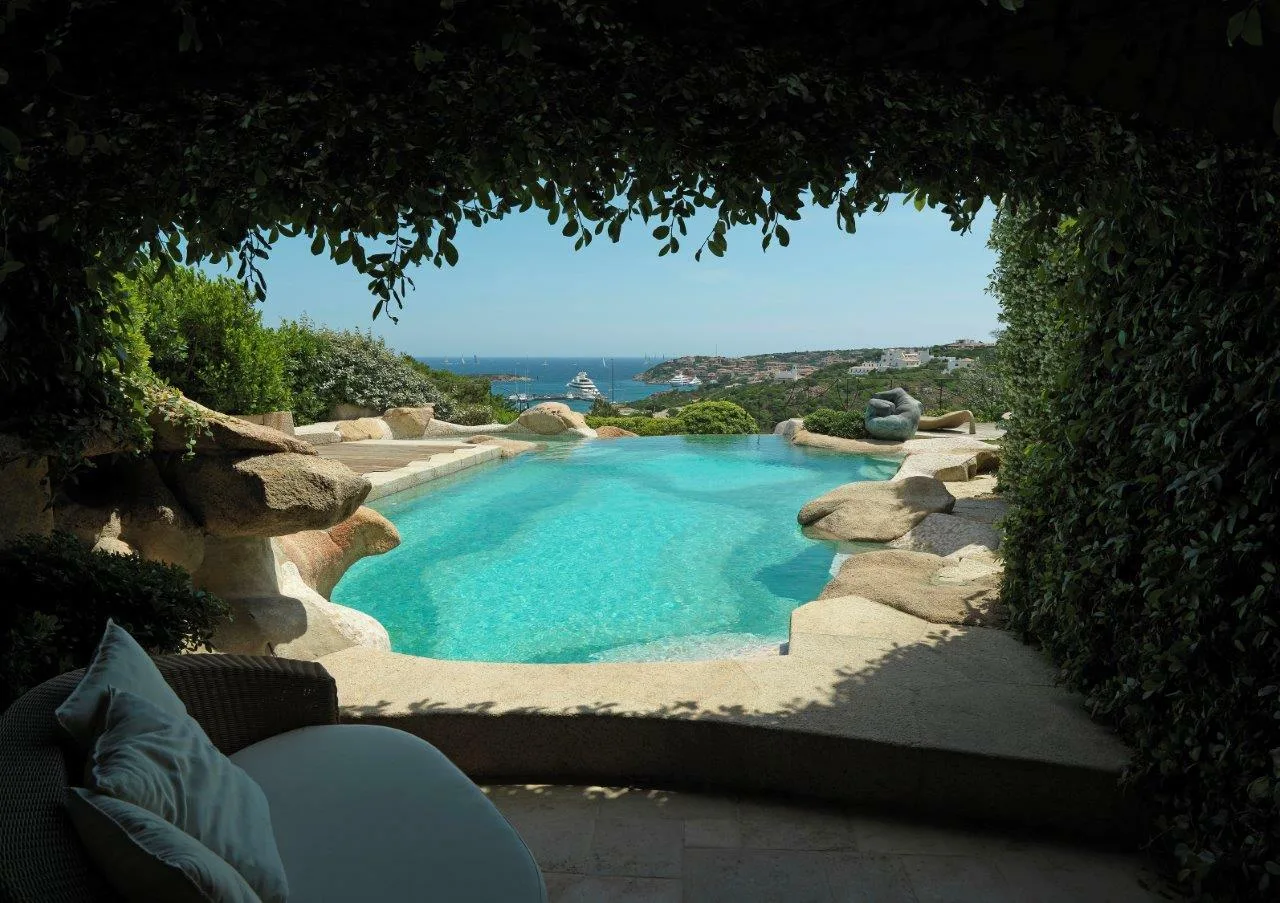 Mosaic swimming pool and terrace in Porto Cervo