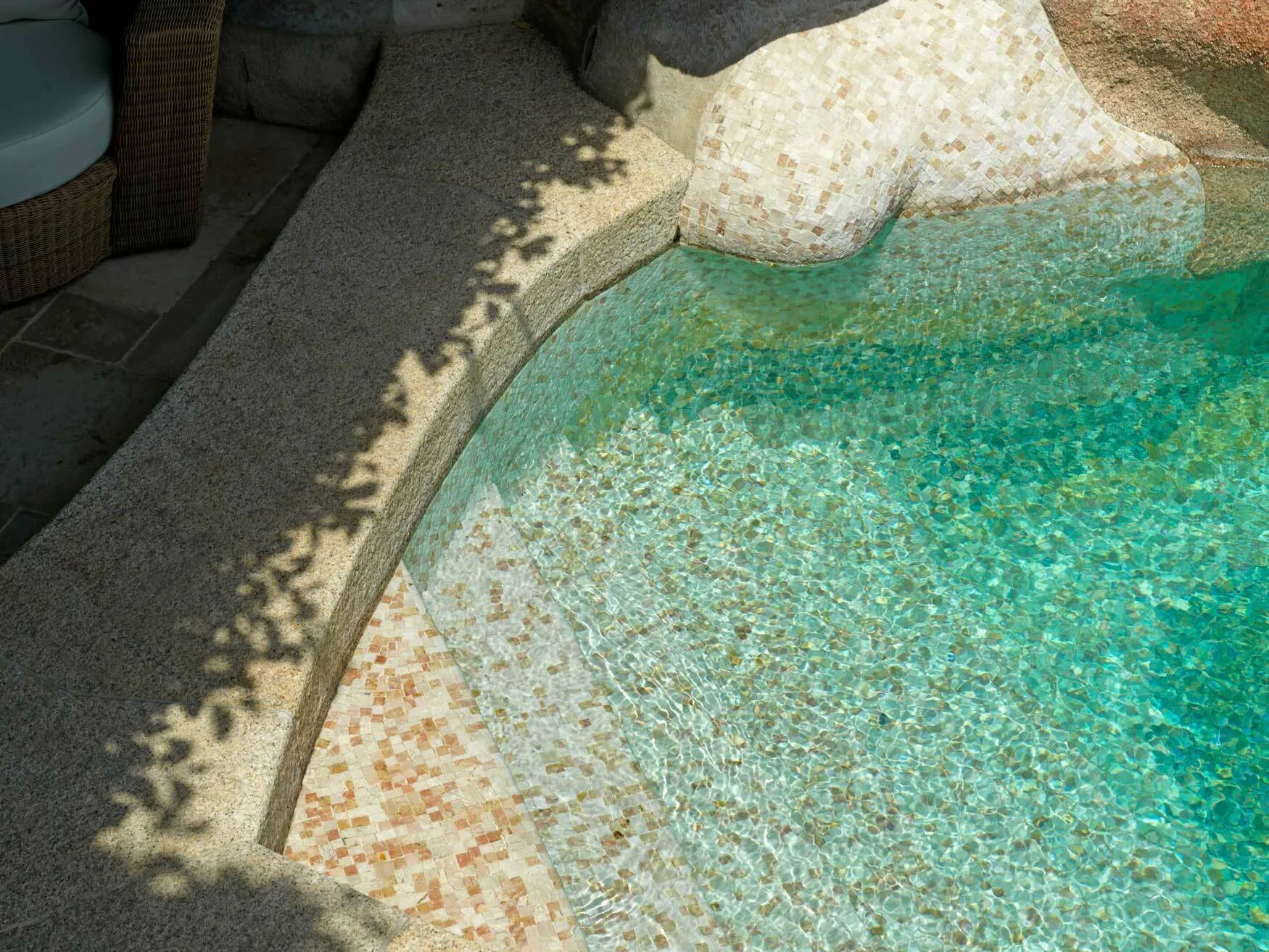 Mosaic pool detail at the Porto Cervo villa