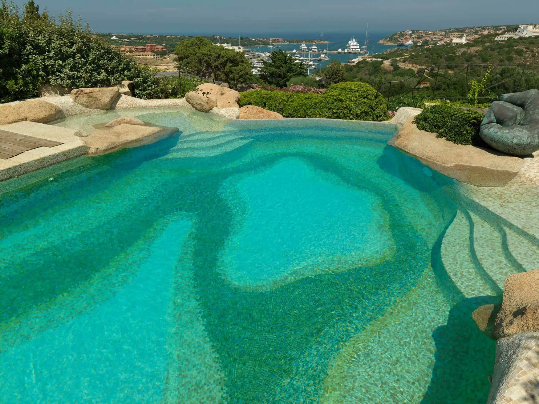 Swimming pool set into the rock in Porto Cervo