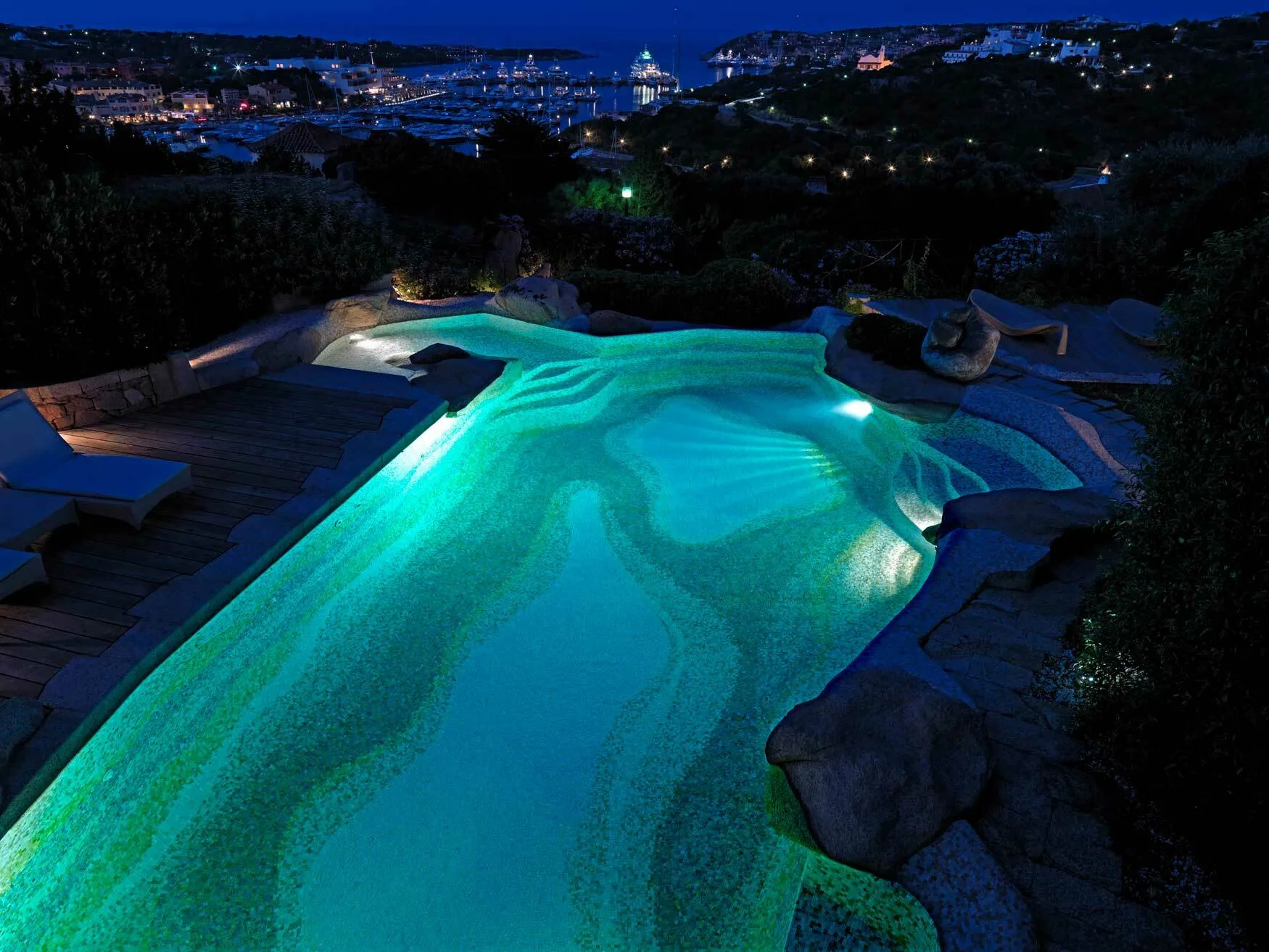 Porto Cervo pool and Mediterranean landscape