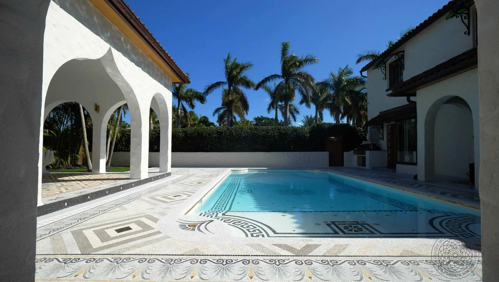 Sarasota residence mosaic pool and garden