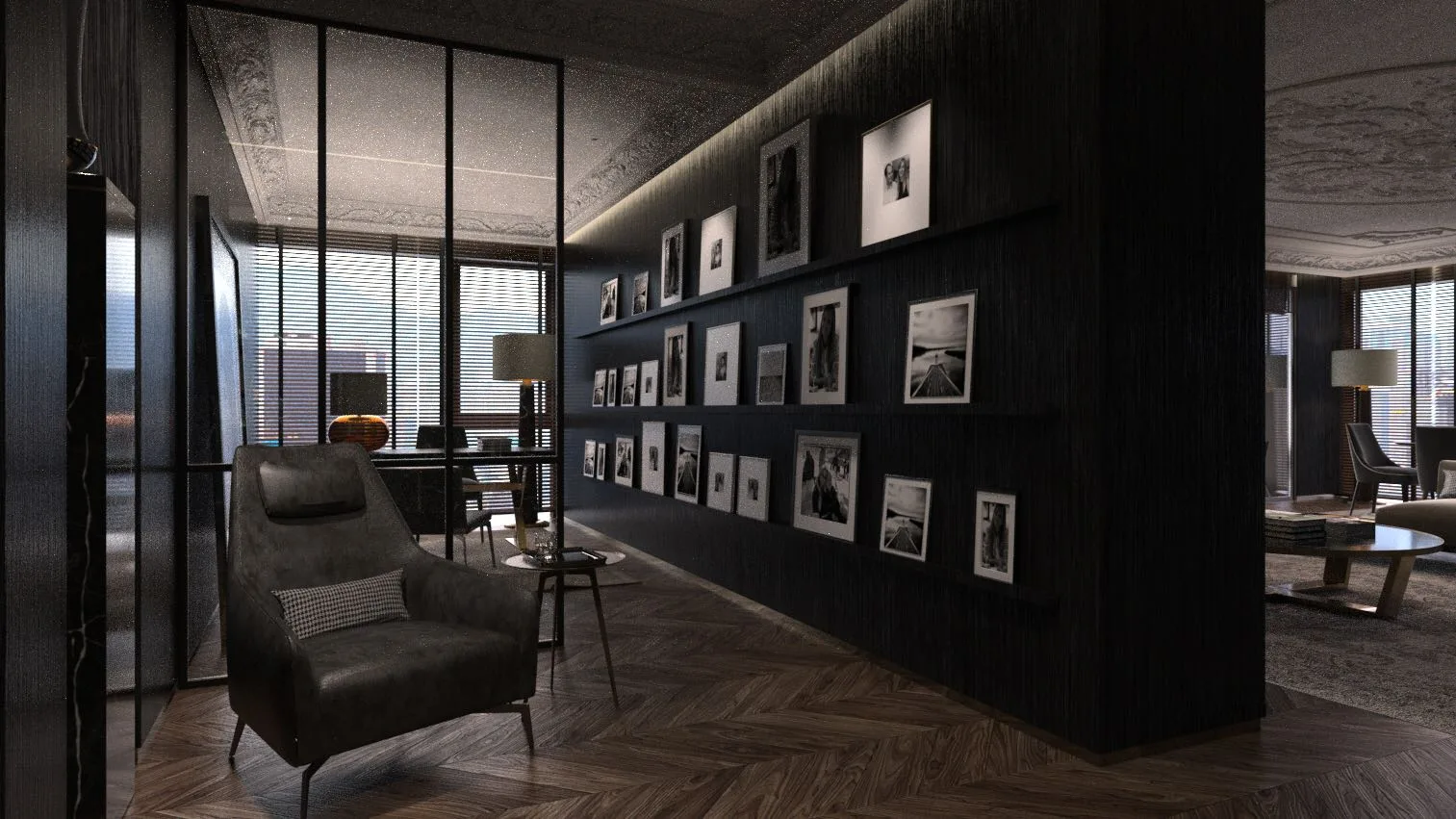 Interior of the Shenzhen apartment with wood flooring