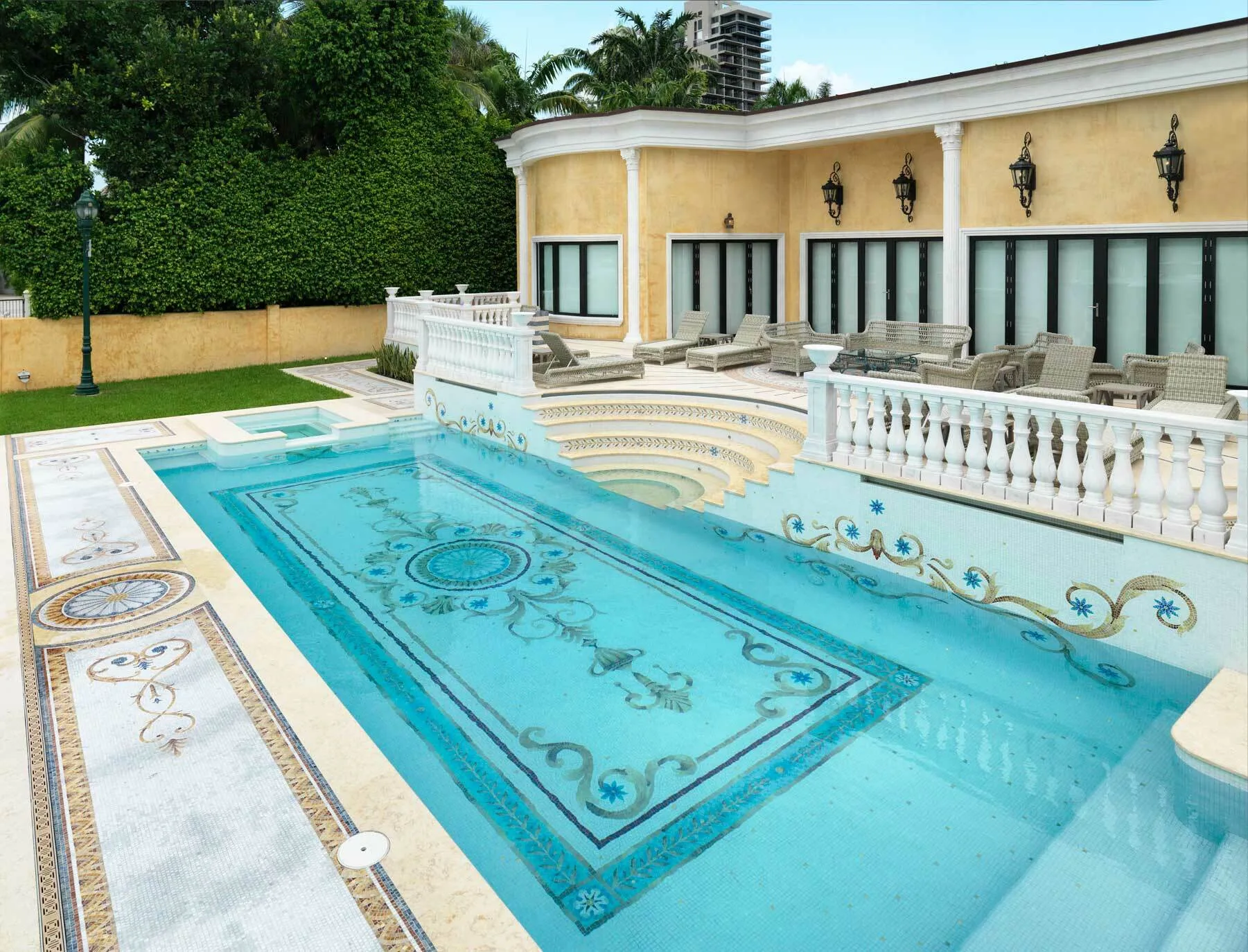 Mosaic floor detail at the Venetian Causeway villa