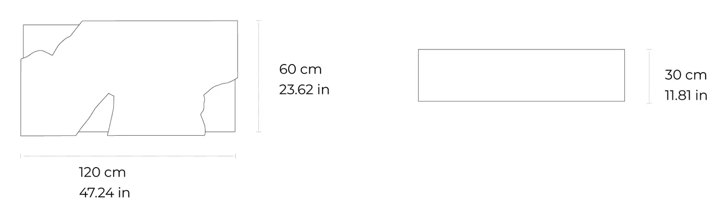 Arthur marble coffee table: dimensioned drawing