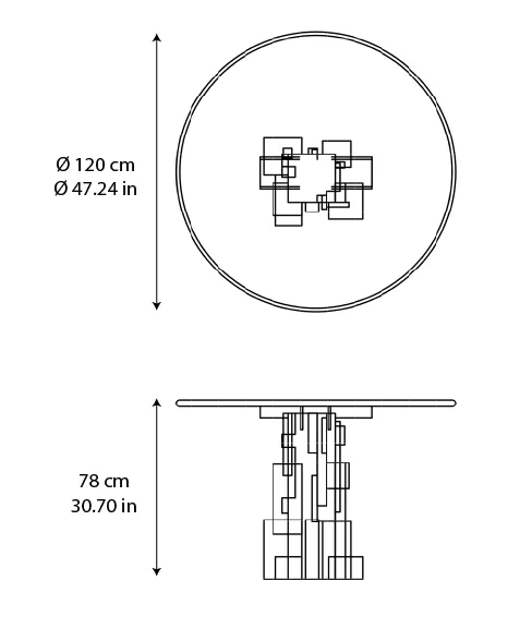 Austral marble dining table: dimensioned drawing