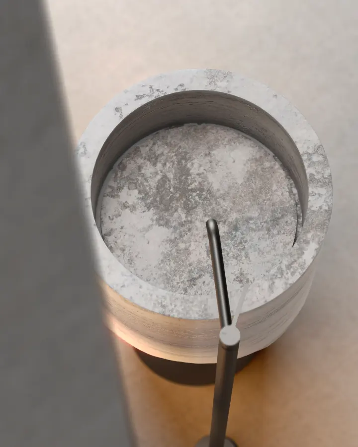 Boris freestanding marble washbasin in Calacatta Macchia Vecchia, view 2