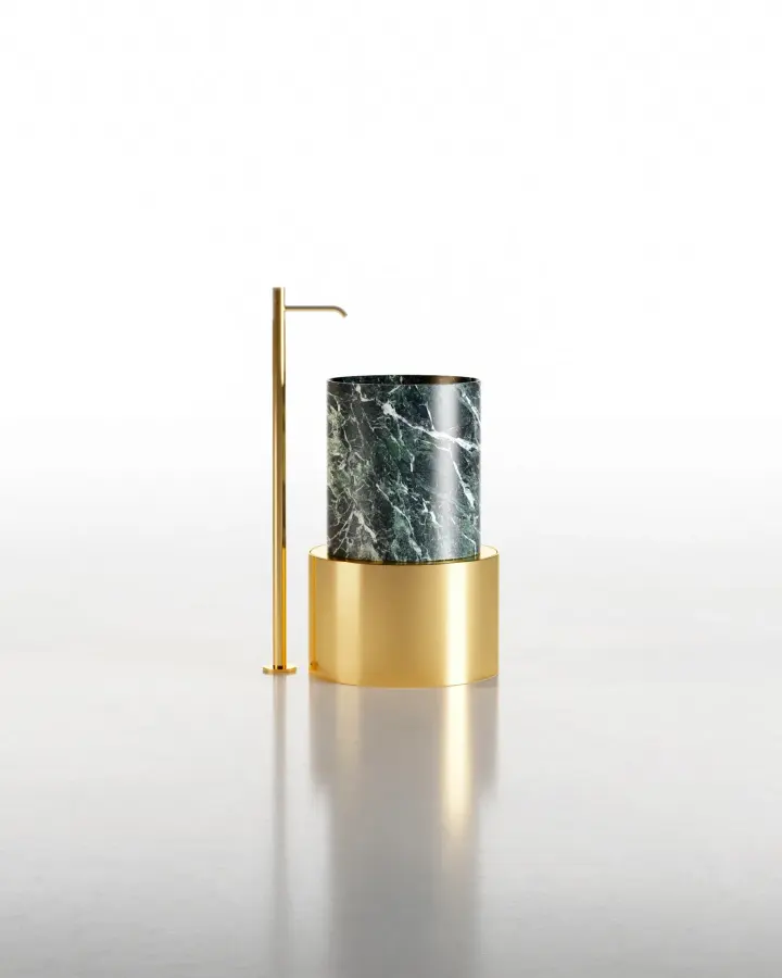 Circle Medium countertop marble washbasin in Verde Notte