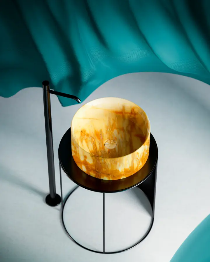Circle Small countertop marble washbasin, view 2