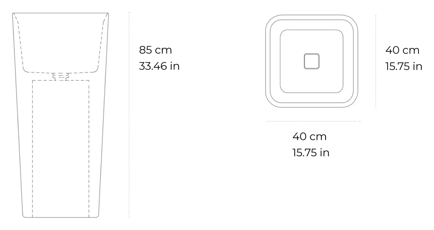 Cono High freestanding marble washbasin: dimensioned drawing