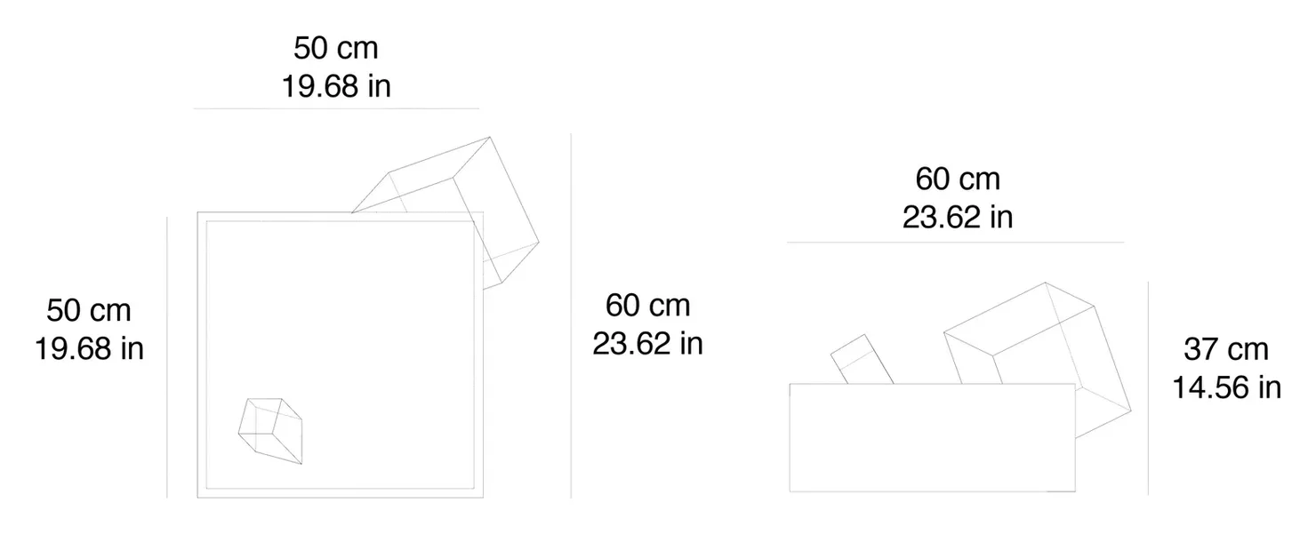 Crystal marble coffee table: dimensioned drawing