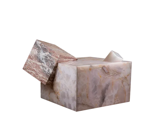 Crystal marble coffee table, cutout on a plain background