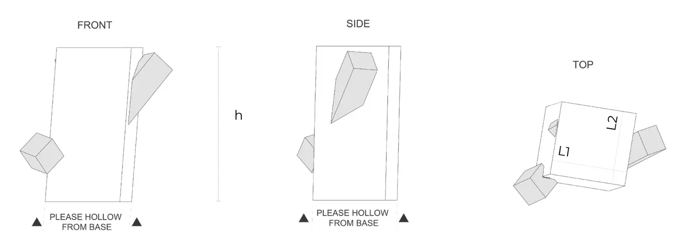 Crystal marble side table: dimensioned drawing