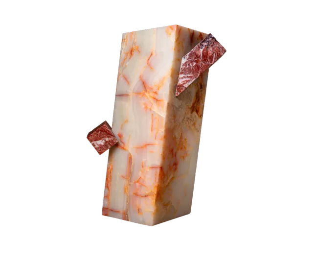 Crystal marble side table, cutout on a plain background