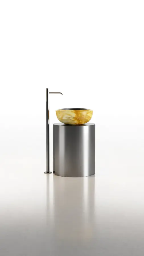 Cup countertop marble washbasin in Onice Arancio