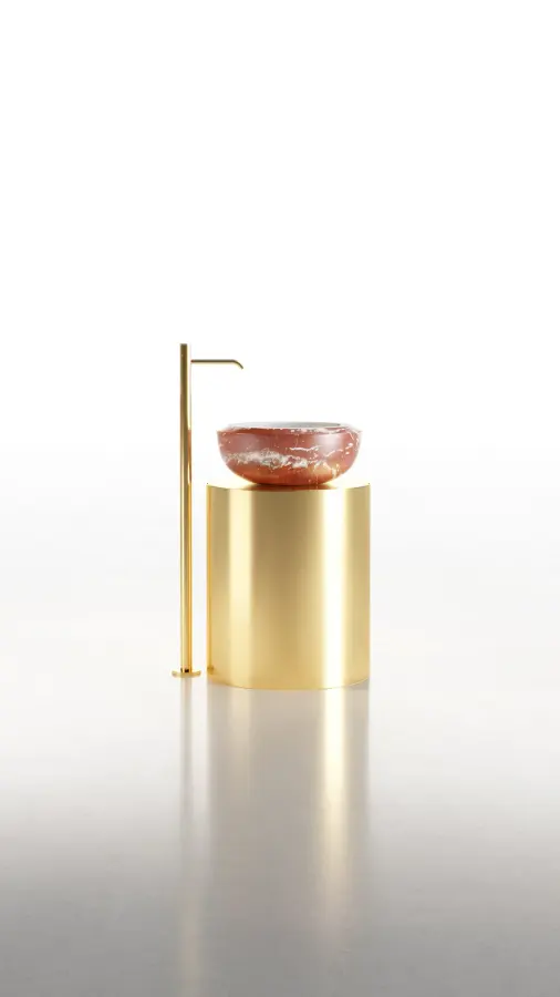 Cup countertop marble washbasin in Rosso Francia