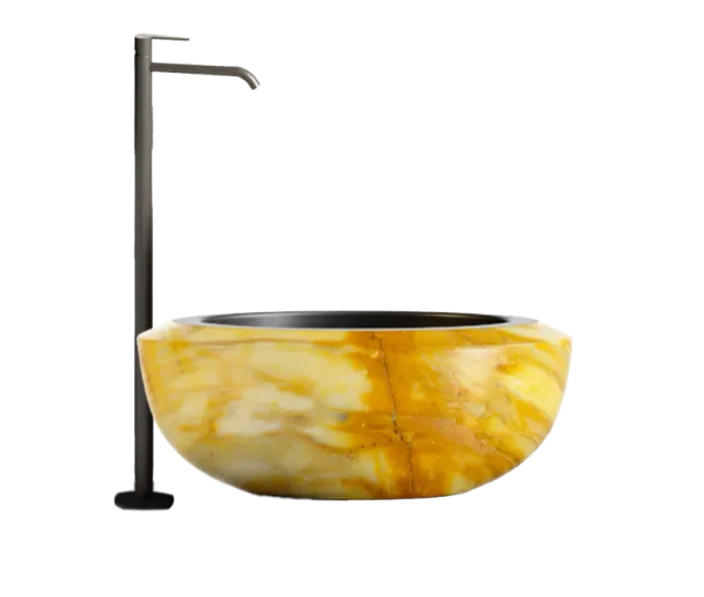 Cup countertop marble washbasin, cutout on a plain background