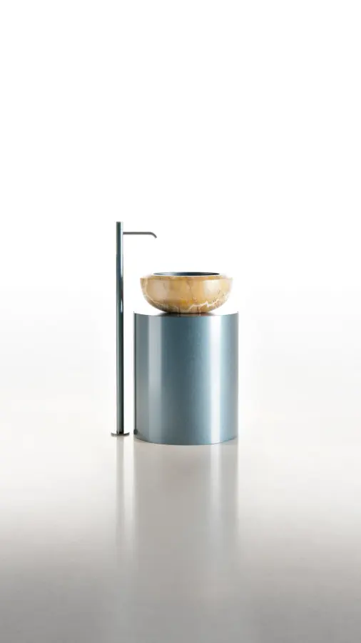 Cup countertop marble washbasin in Travertino Giallo