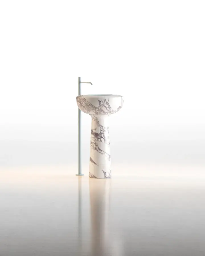 Cup freestanding marble washbasin in Calacatta Viola