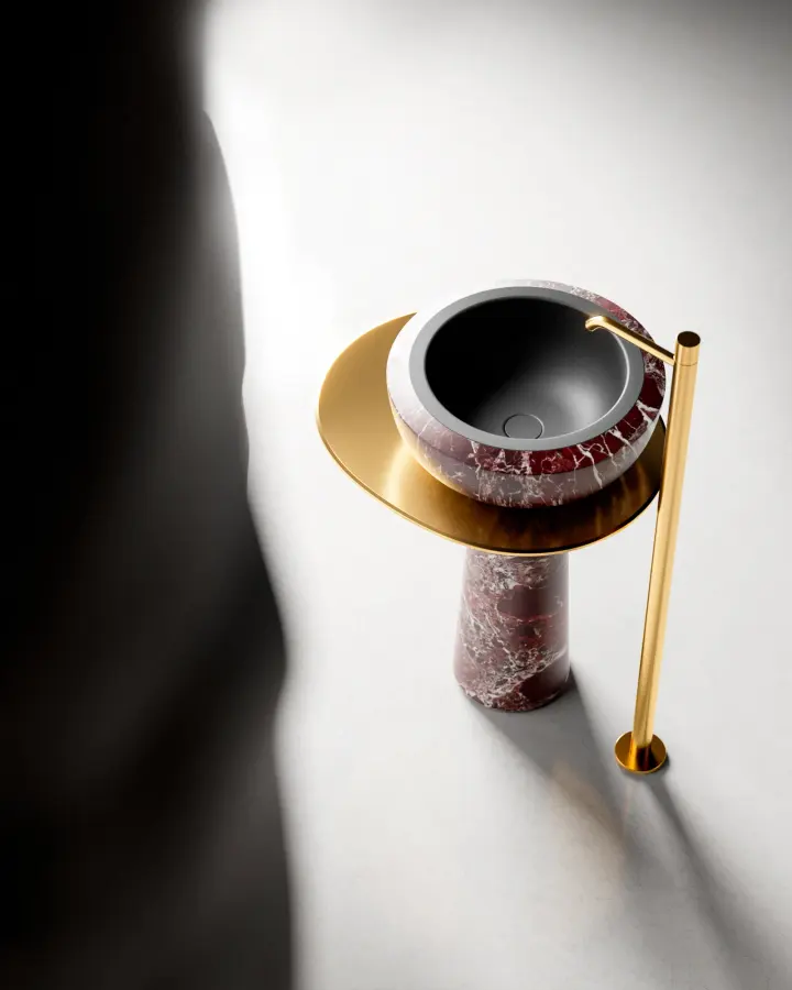 Cup freestanding marble washbasin, view 2