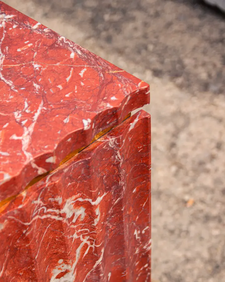 Curves marble console in Rosso Francia, view 3