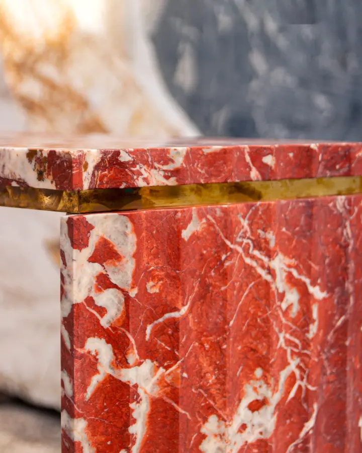 Curves marble console in Rosso Francia, view 4