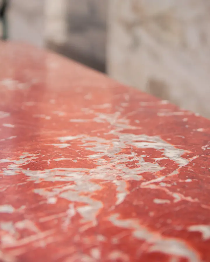 Curves marble console in Rosso Francia, view 5