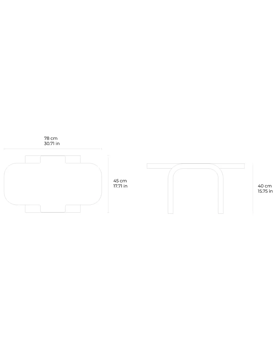 Cut and Fold marble coffee table: dimensioned drawing