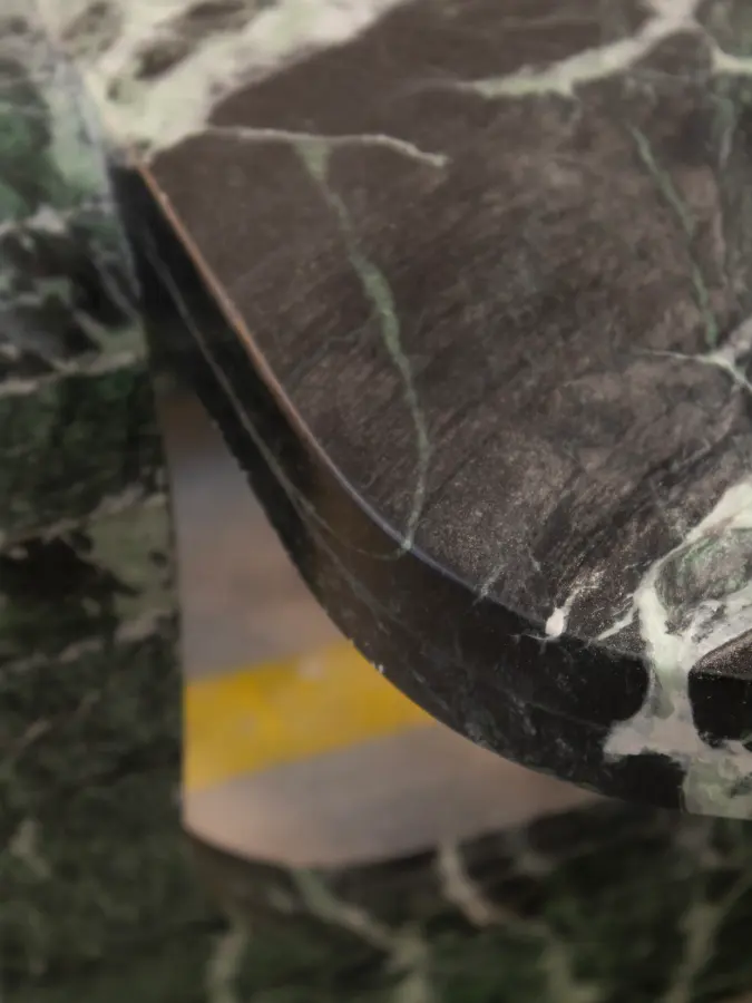 Cut and Fold marble coffee table in Verde Notte, view 2