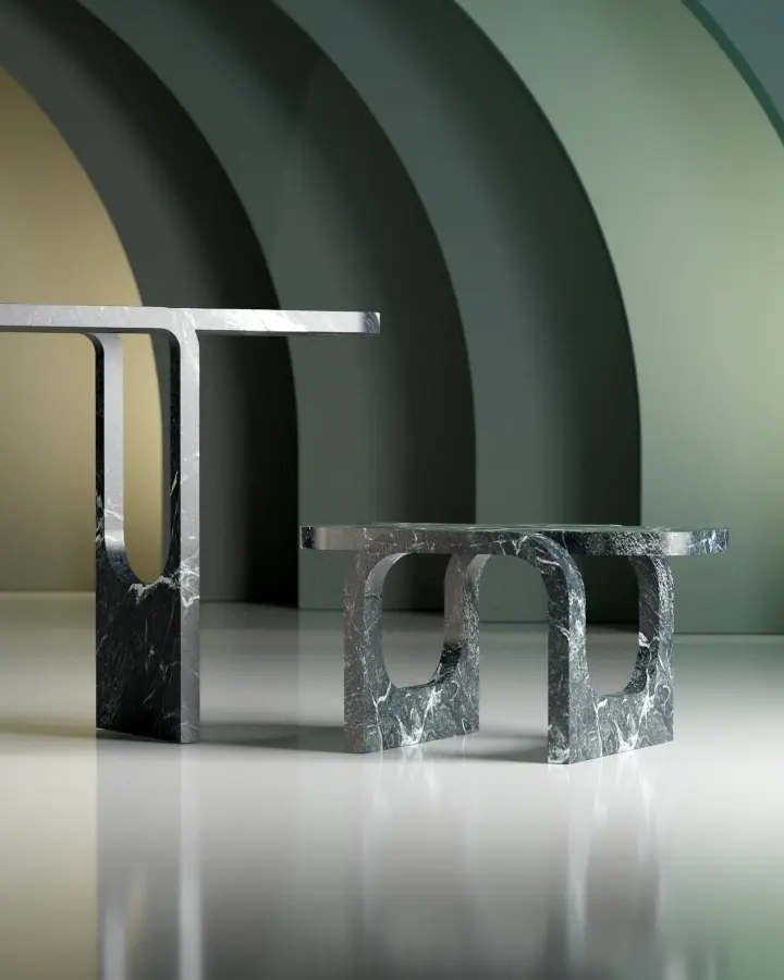 Cut and Fold marble coffee table, view 3