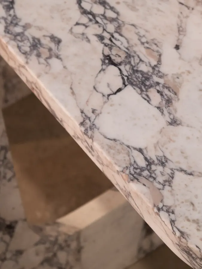 Cut and Fold marble console in Calacatta Macchia Vecchia, view 3