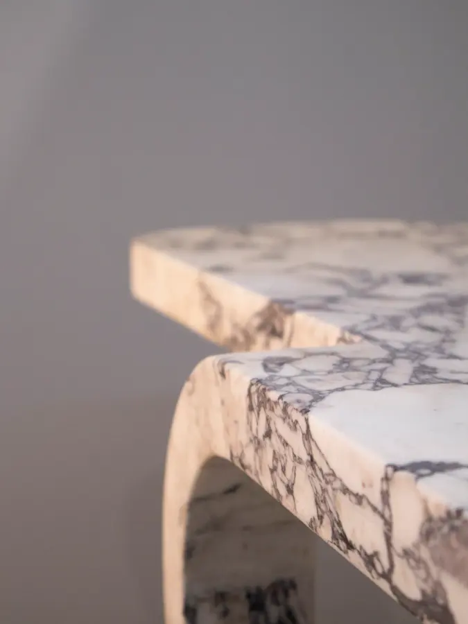 Cut and Fold marble console, view 2