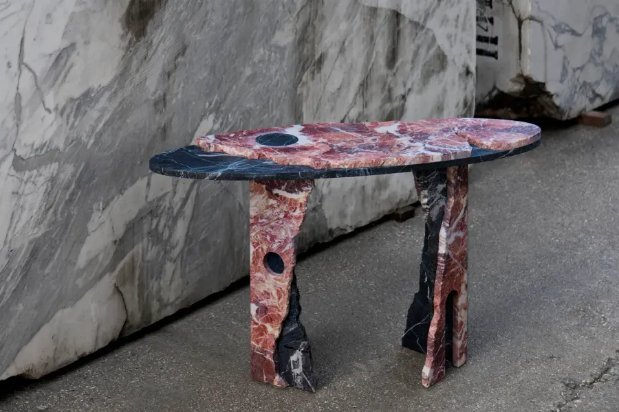Empire marble console, view 2