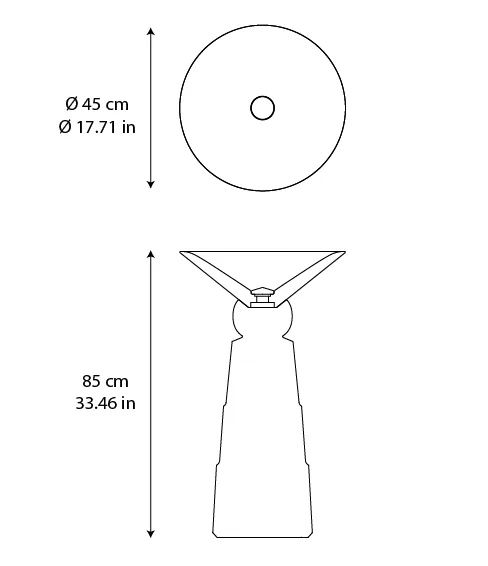 Epsilon freestanding marble washbasin: dimensioned drawing