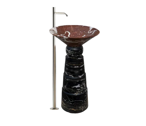 Epsilon freestanding marble washbasin, cutout on a plain background