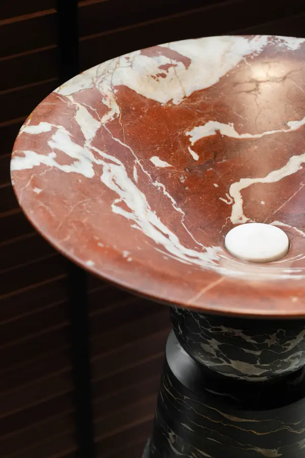 Epsilon freestanding marble washbasin, view 2