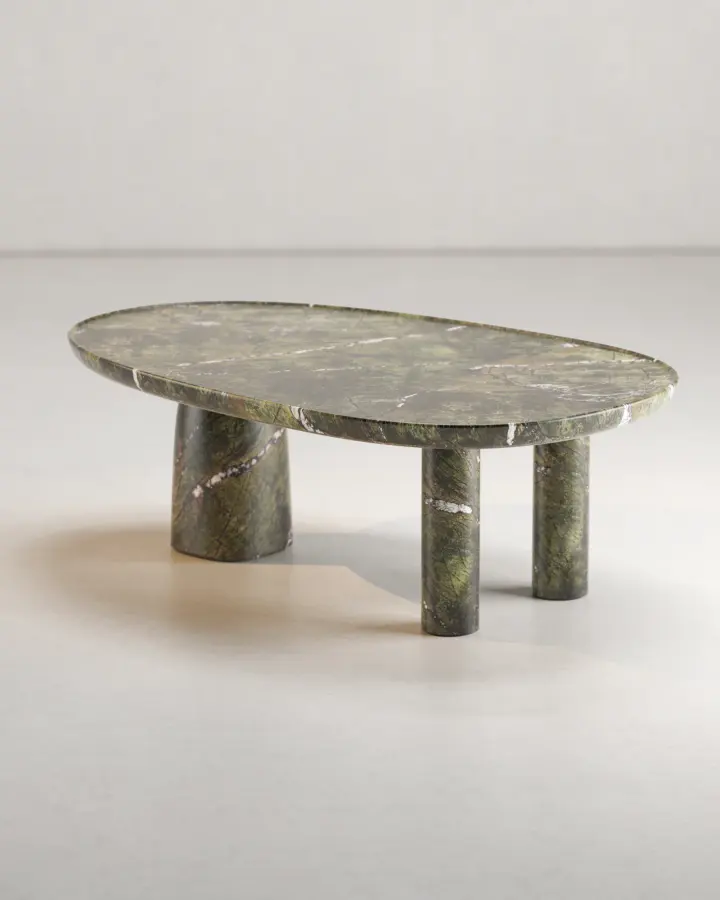 Icaro marble coffee table in Picasso Green, view 2