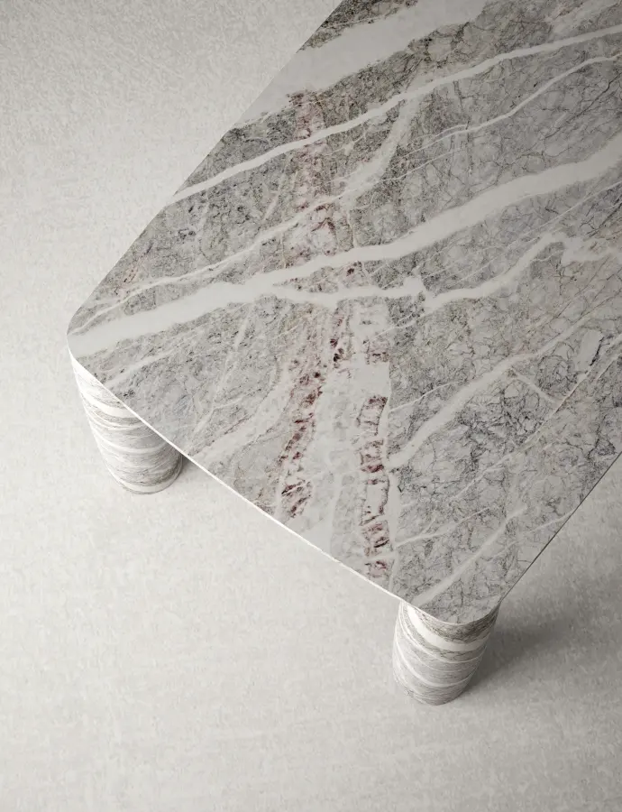 Levante marble dining table in Fior di Bosco