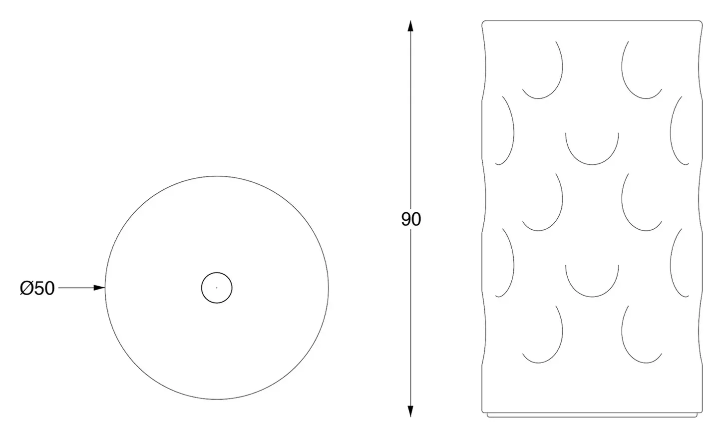Life freestanding marble washbasin: dimensioned drawing