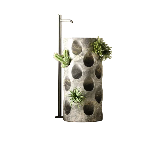 Life freestanding marble washbasin, cutout on a plain background