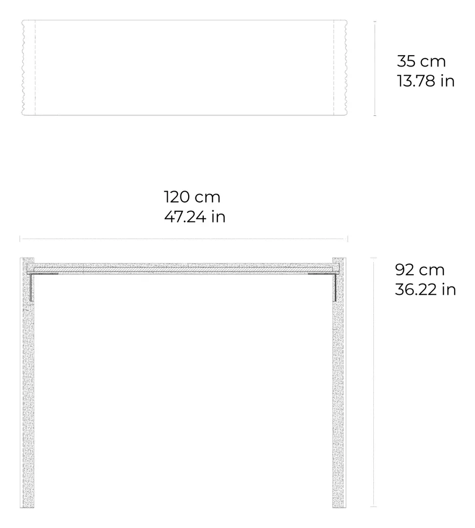 Malibu marble console: dimensioned drawing