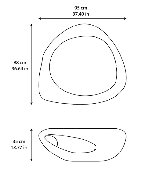 Nastro marble coffee table: dimensioned drawing